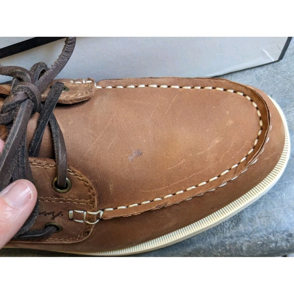 Canoos Golf Shoes Mens 7 Branson Brown Leather Boat Shoe Loafers Rubber Cleats - Picture 2 of 7